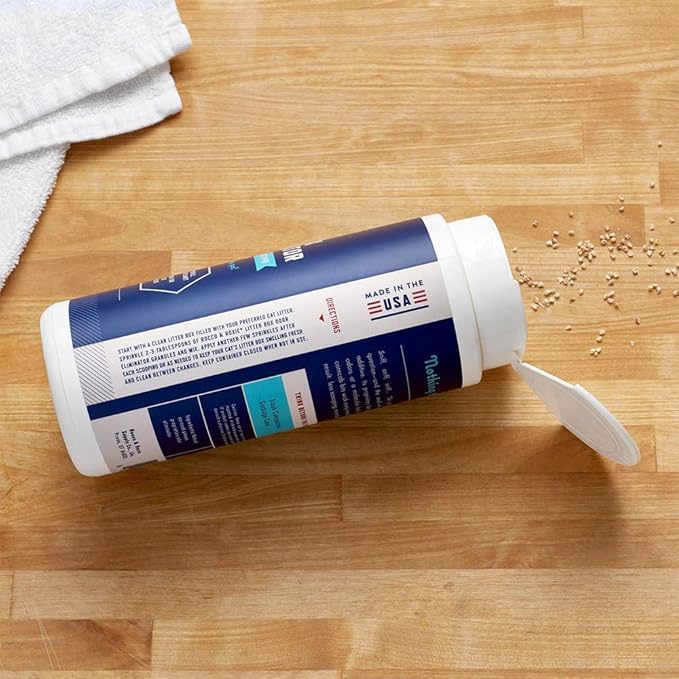 Rocco & Roxie Litter Box Odor Eliminator, 12 oz | Corncob & essential oil formula; non-toxic, 100% plant-based & biodegradable; extends time between scoops; multi-cat homes
