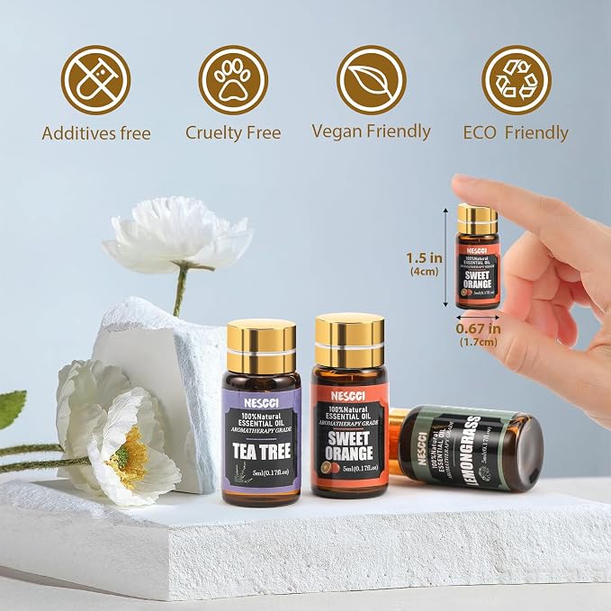 NESCCI Essential Oil Set - Essential Oils 36 x 5ML - Essential Oils Gift Set for Diffuser, Humidifier, Soap, Candle, Bath Bombs Making, Halloween, Christmas