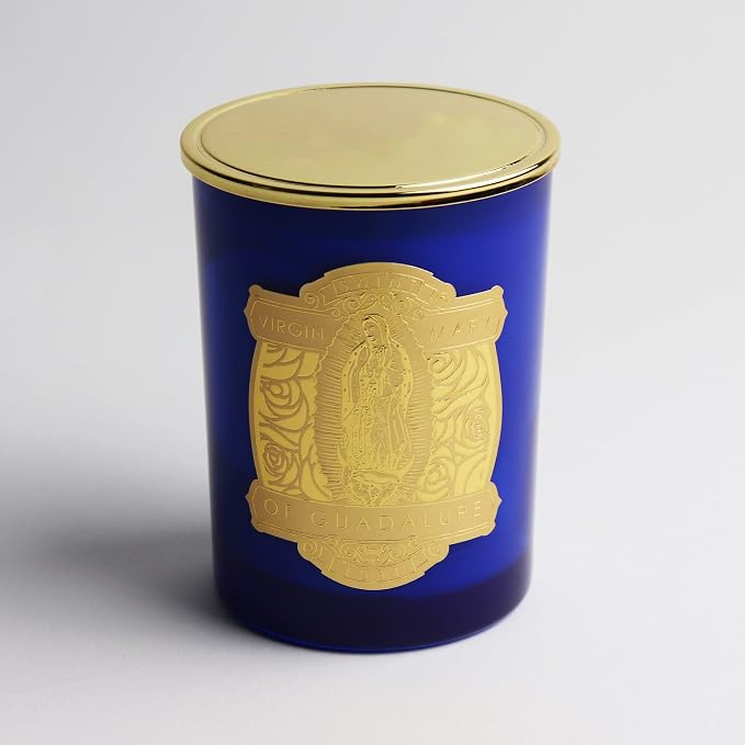 SAINT Virgin Mary of Guadalupe Scented Candle, Blue | Includes Prayer and Prayer Coin - Soy Coconut Aromatherapy Candle with 80 Hour Burn Time, Special Edition