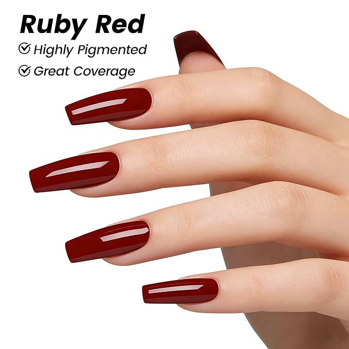 YTD Likomey Ruby Red Gel Nail Polish,15ml Salon Home DIY Nail Art Manicure and Pedicure Fall Winter Soak Off UV Color Varnish,CS411