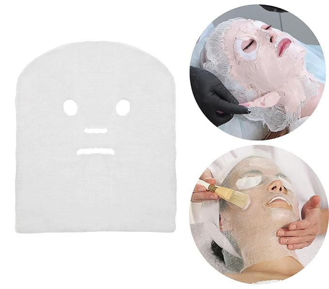 Gauze Facial Mask, 100% Cotton Gauze Pre-Cut for Facial Spa, High Frequency Treatments 100 Count