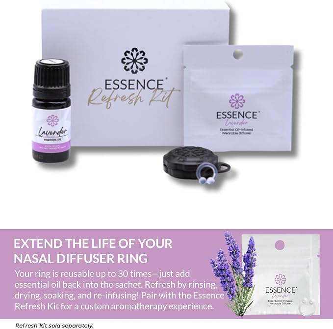 HONÉ Essence Wearable Aromatherapy Nasal Diffuser – Lavender Essential Oil Nose Ring Silicone Inhaler for Stress & Mood Support - Made in USA & Travel-Friendly (3 Pack)