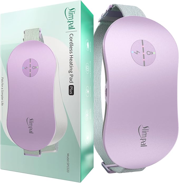 Slimpal Heating Pad for Period Cramps, Portable Cordless Electric Heating Pad for Menstrual Pain Relief, Stocking Stuffers, Rechargeable Wearable Heat Pad for Her Women Girl, Purple