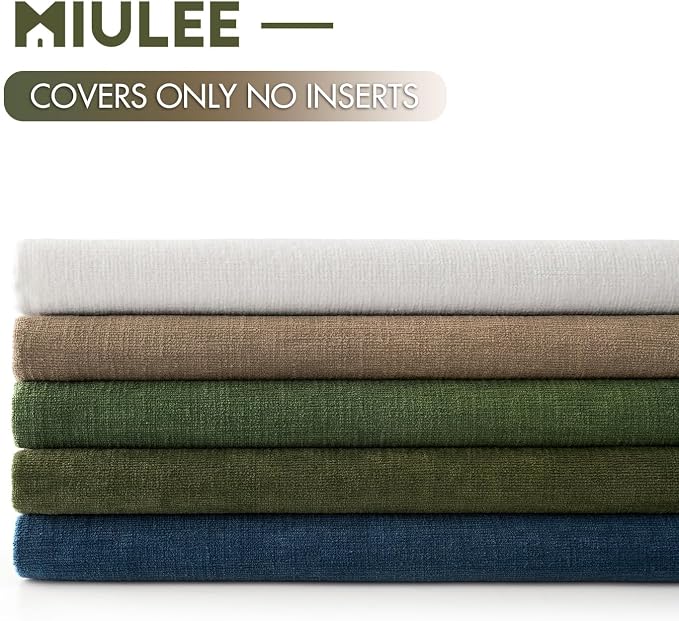 MIULEE Olive Green Chenille Couch Throw Pillow Covers, 18x18 | Set of 2, Soft Modern Farmhouse Style, Decorative Pillowcases for Sofa Living Room Bed, Home Decor