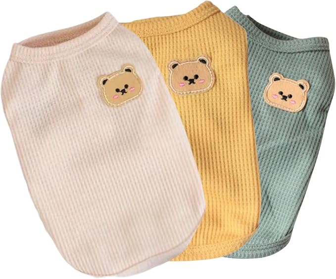 Cotton Dog & Cat T-Shirts - Soft, Breathable, Stretchy Sleeveless Vests for Medium & Small Dogs