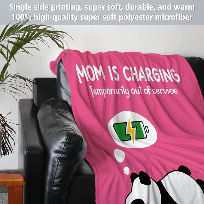 Craftique Mom Birthday Gifts, Funny Gifts for Mom- Mom's Charging Blanket | Mom Gifts for Women from Daughter Son Husband, Super Soft Blanket Throw for Napping Travel, 60”×50”