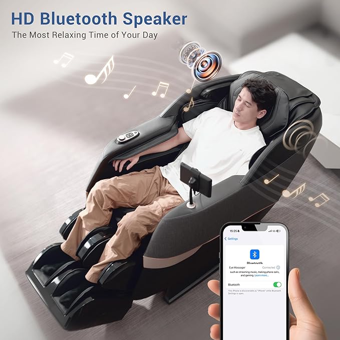 MYNTA 2025 Massage Chair 3D Shaitsu Massage Chair Full Body with 170° Flexible Track, Zero Gravity, Bluetooth Speaker, Airbags & Heating, MC1650(Black)