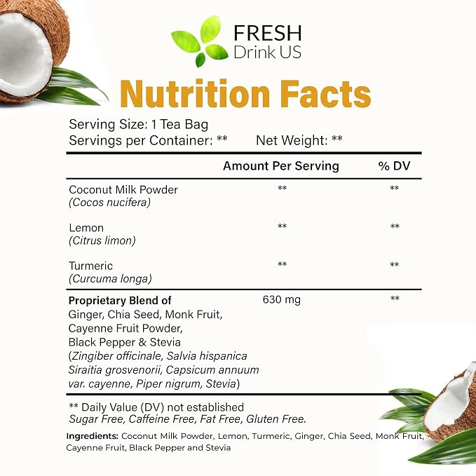 FreshDrinkUS, Premium 40 Tea Bags Daily Rescue Lemon Ginger Tea - 9 Superherbs – 100% Natural Ingredients, Tea Mix for Wellness Boost - Shelf-Stable, Caffeine-Free, Sugar-Free, Vegan