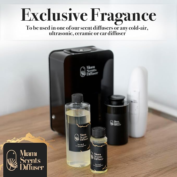 Secret Noir Essential Oil Refill Luxury Hotel Inspired - Long Lasting Aroma for Home & Commercial Diffuser - 120 ml Fresh Blend of Musk Wood and Bergamot Leaves, Scent for Spa Wellness Aromatherapy.