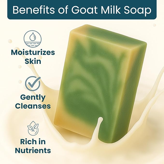 Eucalyptus Spearmint Soap Bar (3 Pack) - Goat Milk Soap for Men & Women - Natural, Handmade w/Real Milk - Dry Skin, Hands/Body - Premium, Gentle, No Dyes - (Large, 5oz)