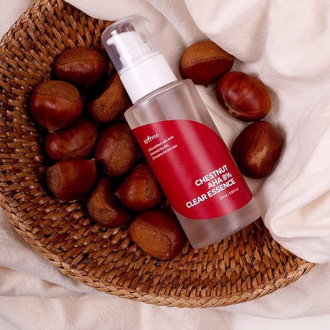 ISNTREE Chestnut AHA 8% Clear Essence 100ml, 3.38 fl oz | Tightening pores Chemical Facial Essence for Dead Skin Cells upcycling Ingredients Chestnut Shells | Korean Skincare