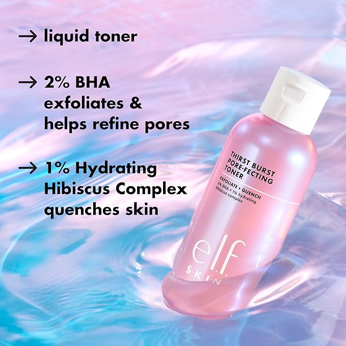 e.l.f. Thirst Burst Pore-fecting Toner, Hydrating & Exfoliating for Face, Smooths, Plumps & Minimizes Pores, Infused with Salicylic Acid, Vegan & Cruelty-Free