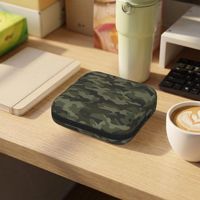 Camo Camouflage Military Brown Green Hunting Period Bag For Women,Portable Sanitary Napkin Period Pad Pouch For Purse, Small Make Up Bags