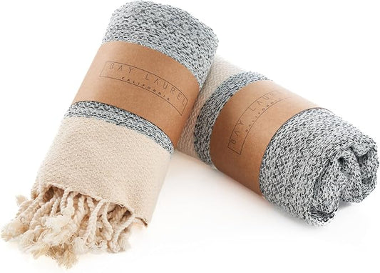 BAY LAUREL Turkish Hand Towel – Pack of 2 | Soft & Absorbent Decorative Towels for Bathroom, Hand, Face, Hair, Gym, Yoga, SPA, Kitchen & Tea | Boho Decor (Mint, Diamond 15x26 Inches (Set of 2)