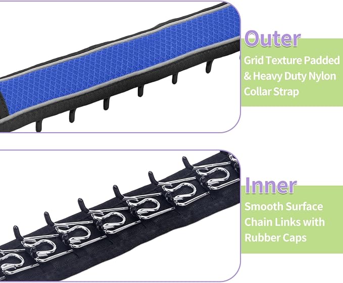 Martingale No Pull Dog Collar for Large Medium Dogs Training Walking, Heavy Duty Nylon Reflective Adjustable Anti Pull Slip Collar with Buckle S Blue