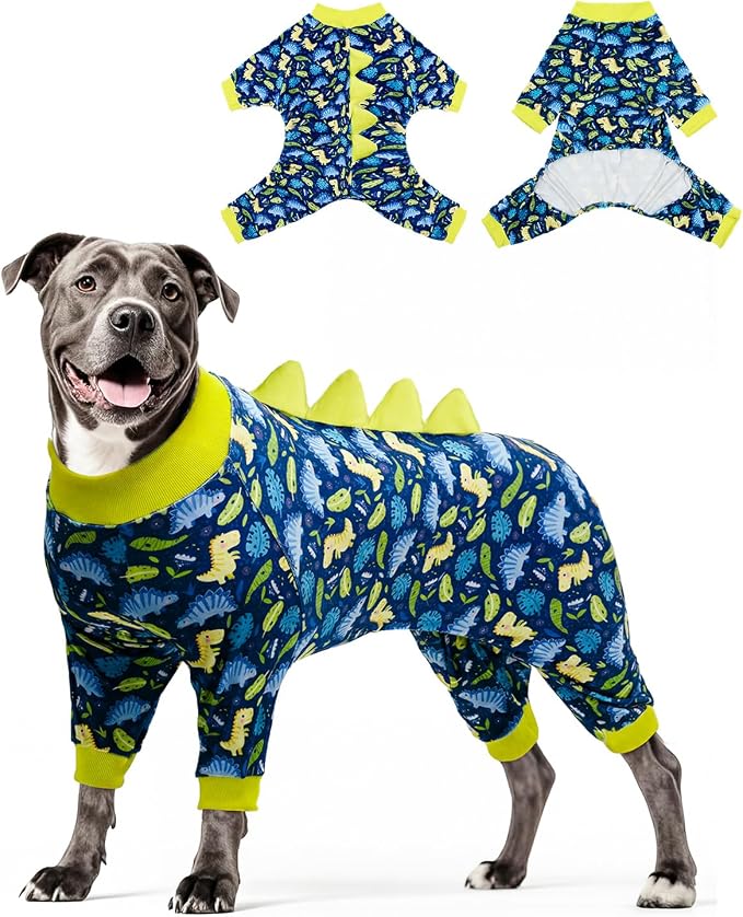 CuteBone Dinosaur Costume Dog Pajamas, Stretchy Spandex Crystal Velvet Sleepwear Coat for Small Dogs, Soft & Warm Pet Outfit Clothes for Cold Weather, Cozy Pullover Design COSP10XXL