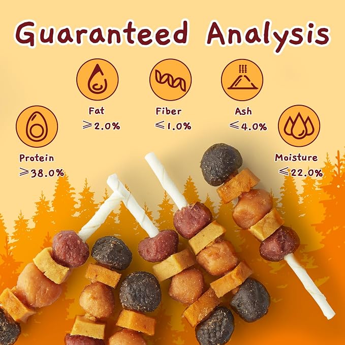 Jungle Calling Multi-Flavor Dog Kabob Treats, Edible Rawhide Stick, 10.6 oz | Premium Snacks for Medium & Large Dogs, Made with Chicken, Duck, Beef, Sweet Potato and Pumpkin, Perfect for Special Moments