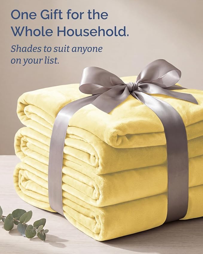 Ultra Soft Fleece Blanket Giant Blanket Size - Flannel Fleece Luxury Blanket - Lightweight for Couch Bed Chair - Thick, Warm and Breathable - All Season Cozy, Yellow