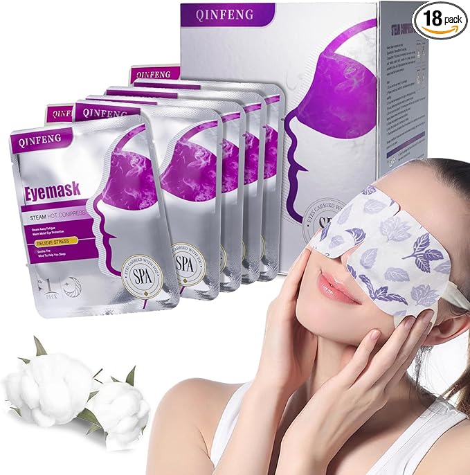 18 Packs Steam Eye Mask for Dry Eyes Self Heating Masks Cornea Care Rest Disposable SPA Warm Compress,Eye Mask for Sleep,Reduce Eye Fatigue Travel Essentials Gifts for Women(Unscented)