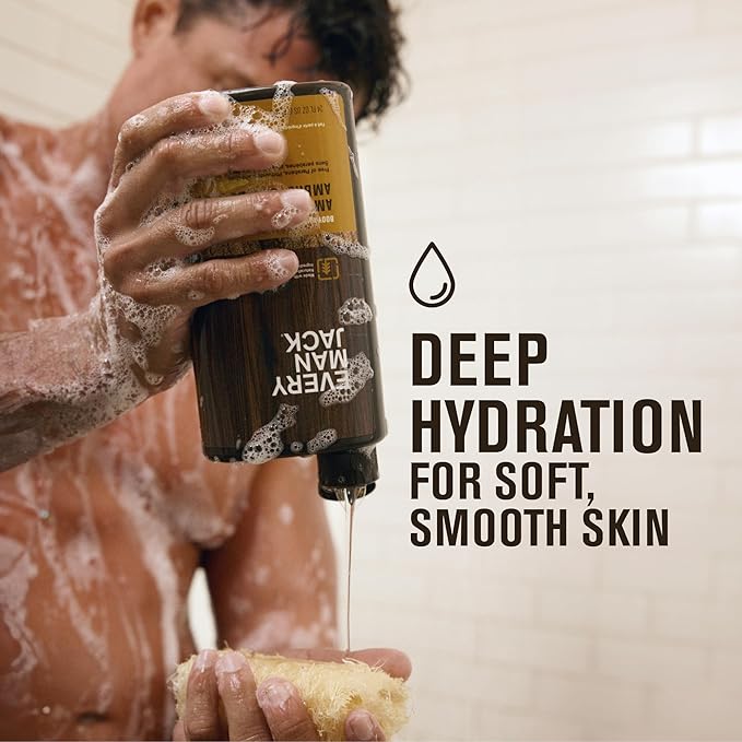 Every Man Jack Coconut + Driftwood & Amber + Sandalwood Mens Body Wash for All Skin Types - Cleanse, Hydrate, and Smell Great - Free of Parabens, Phtalates, and Dyes - 33.8 fl oz (2 Pack)