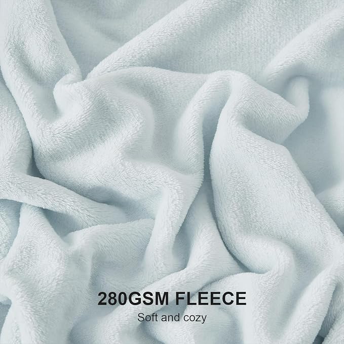 Hansleep Twin Ice Blue Fleece Blanket, Soft Flannel Bed Blanket | Fuzzy Cozy Blanket 60x80 Inches, Multi-use for Bed, Sofa, Couch, Travel, Camping, All Season Warm Lightweight Cover