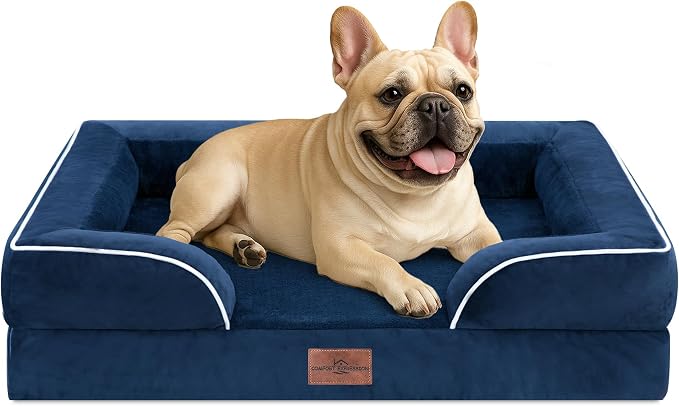 Comfort Expression Waterproof Orthopedic Dog Bed for Medium Size Dog | Supportive Egg Crate Foam Medium Pet Bed with Removable Bolsters, Dog Couch with Washable Cover & Non-Slip Bottom, 30x20 Inch