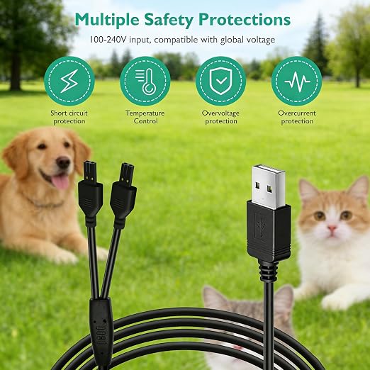 Lnauy for Petsafe Collar Charger Replacement, Power Cable Compatible with PetSafe Remote Trainer and Lite Remote Trainer 100/300/600 and 900 Yard Models USB Adaptor Cord