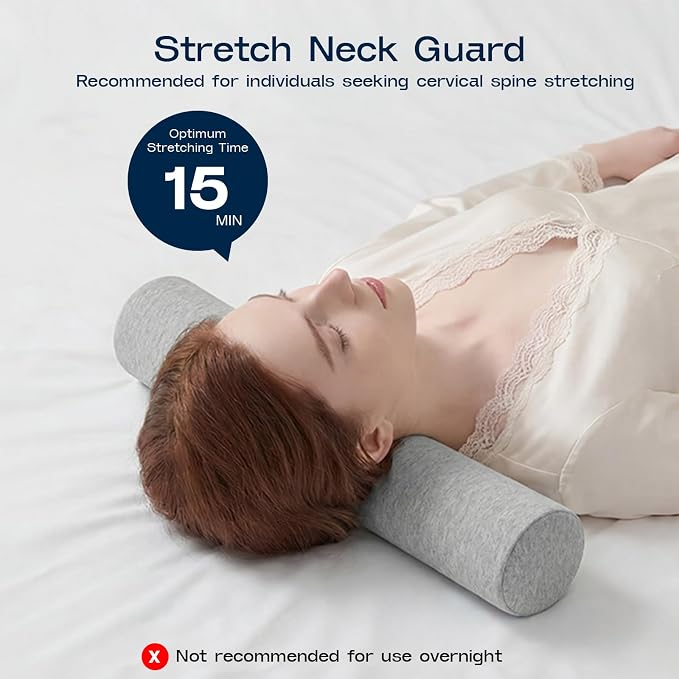 Neck Roll Cervical Pillow for Neck Pain Relief - Memory Foam Neck Pillow for Bed | Round Neck Pillows for Sleeping (Grey, X-Small - 3.5" H)