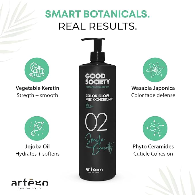 Artègo Good Society Color Glow Milk Conditioner (33.8 fl oz) – Lightweight Detangling Conditioner for Color-Treated Hair
