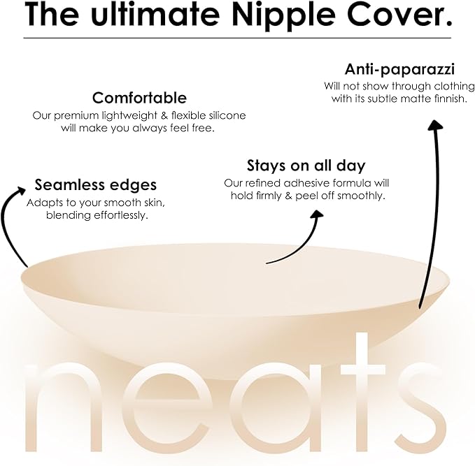 NEATS Nipple Covers for Women, Reusable & Hypoallergenic Adhesive Silicone Pasties