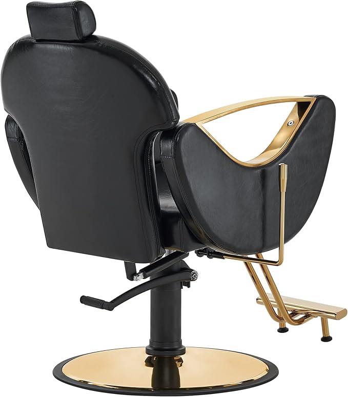 BarberPub Luxurious Classic Barber Chair Hydraulic Pump Recline Beauty Spa Styling Salon for Hair Stylist Equipment 9578(Black)