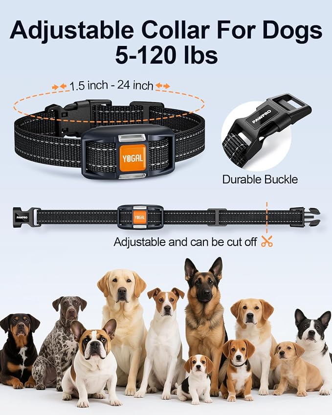 Dog Shock Collar with Remote Control (5-120Lbs) - 3300ft Electric Training Collars for Dogs e-Collars Bark Anti Barking Large Medium Small, Waterproof (Orange)