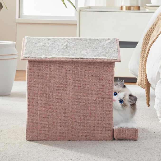 Cat Beds for Indoor Cats,Cat Houses,Cat Cave with Orthopedic Cushion,Foldable Cat Condos,Hideaway,Shelter,Pink Cat Tent for Small Dogs and Rabbit,Squirrel