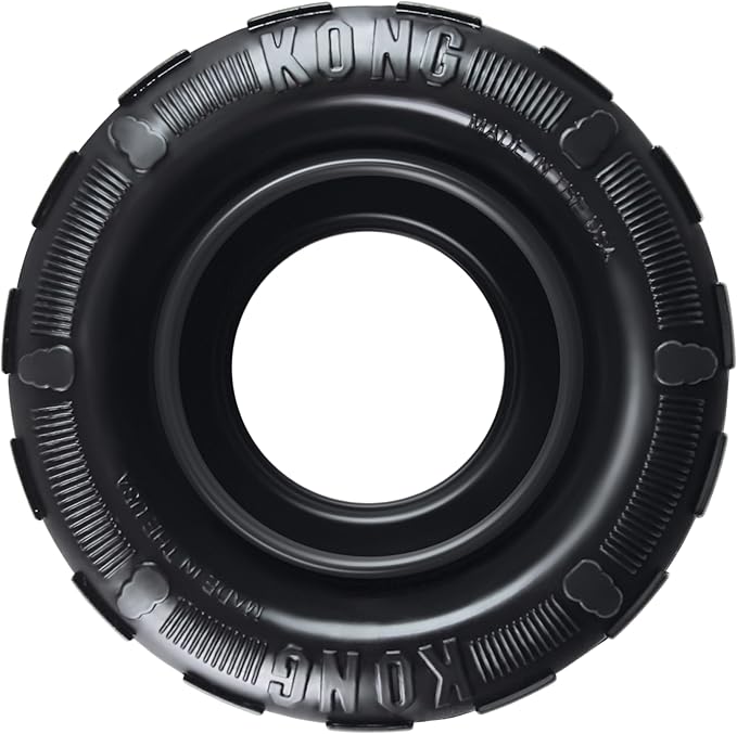 KONG Extreme Tires Most Durable Natural Rubber Chew & Fetch Toy - Treat Dispenser Dog Tire Toy - Pet Supplies for Outdoor & Indoor Play - for Medium/Large Dogs (Pack of 2)
