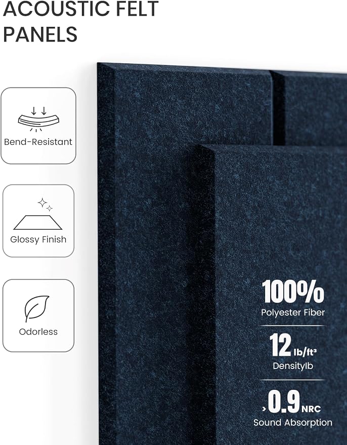 Fluxynara Felt Bulletin Board & Cork Board Alternative, Persian Blue | 48" x 36" Pin board, Removable Adhesive Tabs, Easy Install Without Wall Damage, For Home Office Decor