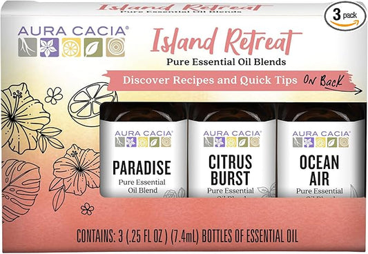Aura Cacia Island Retreat Essential Oil Kit - Light Aroma, No Synthetic Fragrances