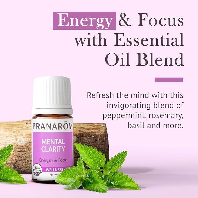 Pranarom - Mental Clarity 15ml Essential Oil Blend - Peppermint, Lemon, Grapefruit, Lavender - 100% Pure, Aromatherapy