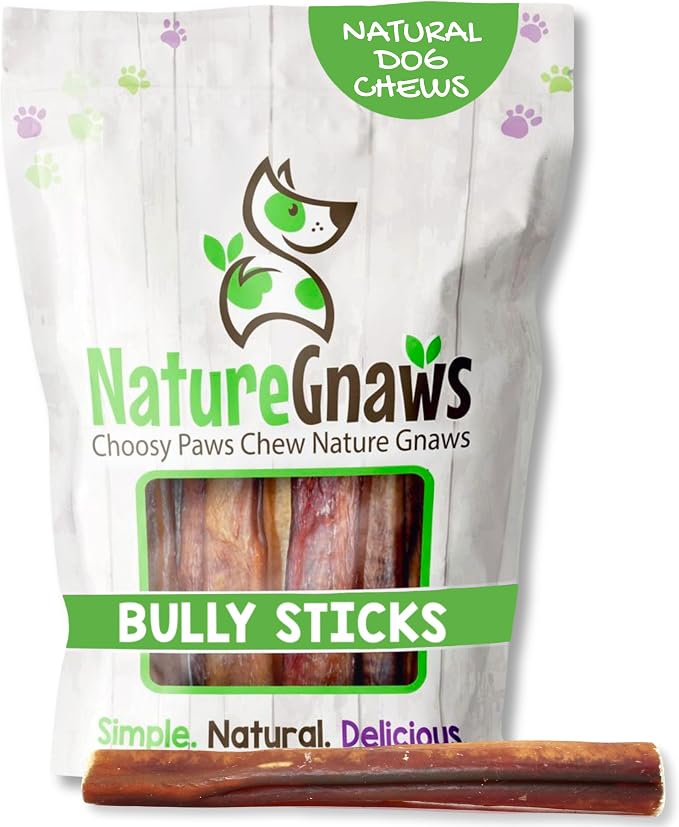 Nature Gnaws Extra Thin Bully Sticks 5-6" Rawhide Free Dog Chews, 10 Count | Long Lasting for Light Chewers and Puppies - Natural Beef Dog Chew Bones - Single Ingredient - No Artificial Preservatives