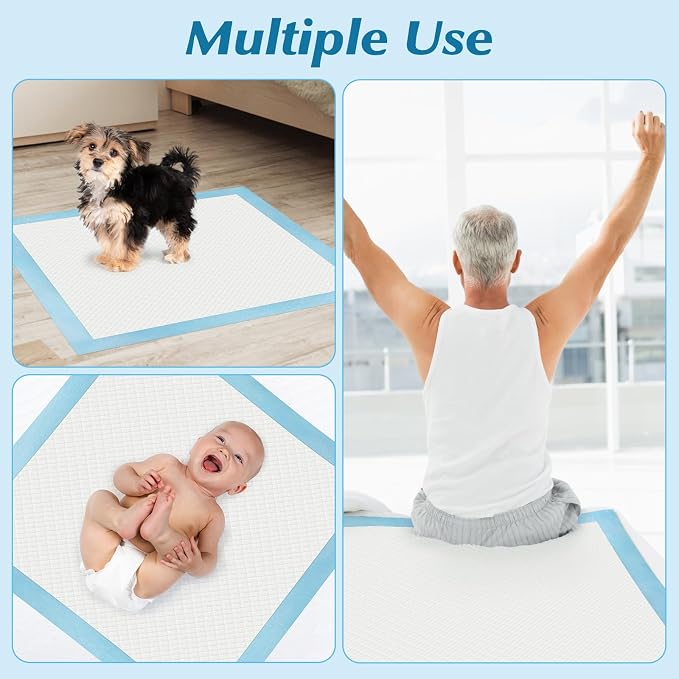 100 Count 22” x 22” Super Absorbency Disposable Underpads | Leakproof Quick Drying Disposable Pads for Baby, Puppy and Adults, Cat Pee Pads for Dogs, Potty Puppy Training Pads