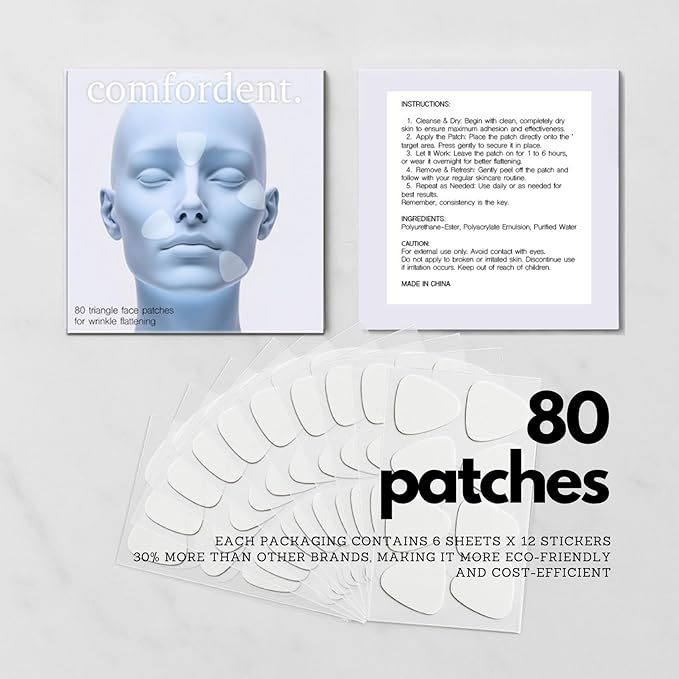 Triangle Wrinkle Patches – 80 Tapes for Overnight Fine Line Appearance Smoothing