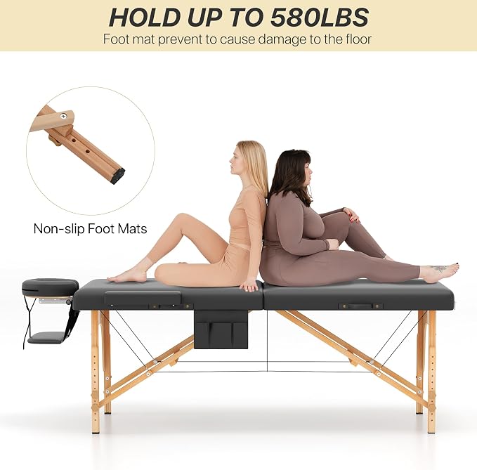 KCC Memory Foam Massage Table Premium Portable Foldable Massage Bed Height Adjustable, 84 Inches Long 28 Inchs Wide Home Salon Spa Bed Tattoo Table with Accessories &Carrying Case, Easy Set Up