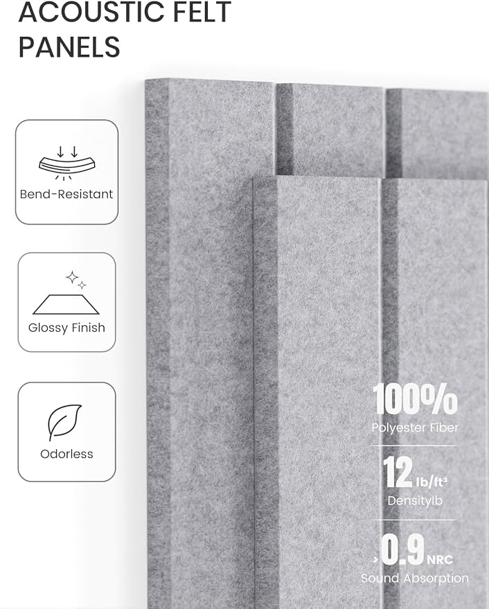 Fluxynara 36" x 24" Large Felt Bulletin Board, Soft Gray | 6 Pack Cork Board Alternative with 30 Safe Adhesive Tabs, Felt Pin Boards for Wall Decor, Home, Office, Classroom, Dorm