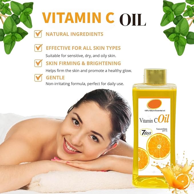 300ml Vitamin C Oil for Skin Brightening - Organic Vitamin C Oil for Face & Body - Soft 7 Body Oil, Moisturizing