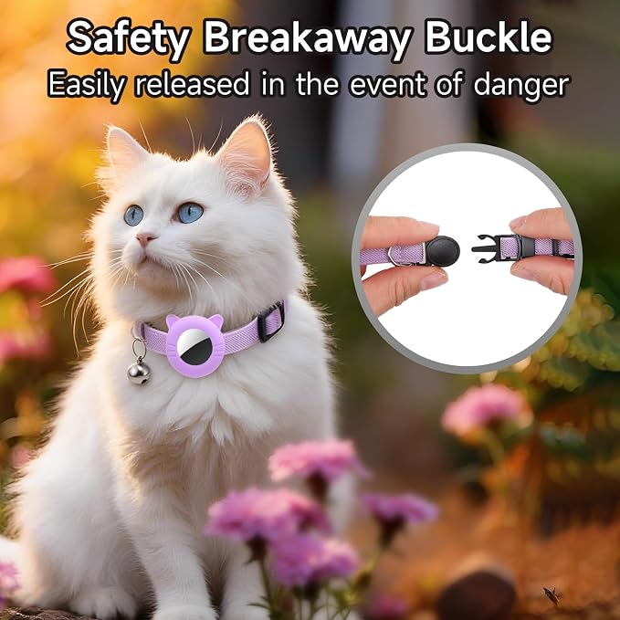2 Pack Airtag Cat Collar Breakaway Bell Adjustable Nylon Safety