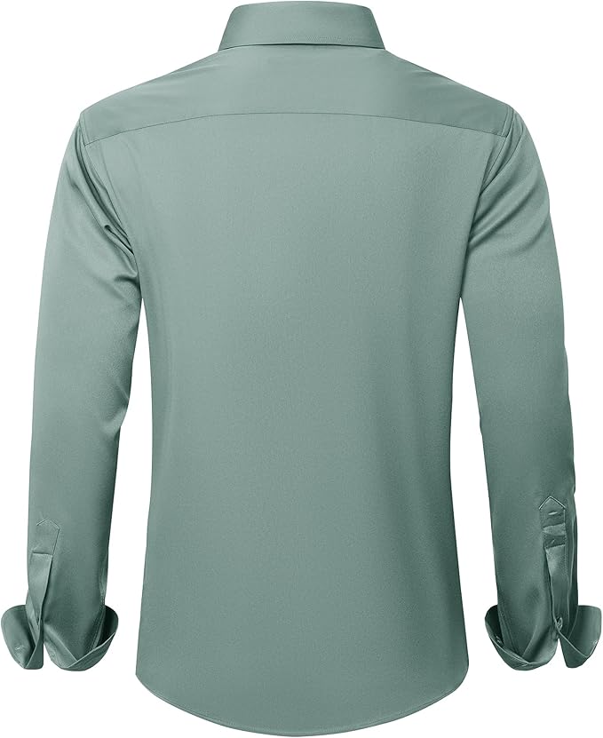J.VER Men's Dress Shirts Solid Long Sleeve Stretch Wrinkle-Free Formal Shirt Business Casual Button Down Shirts