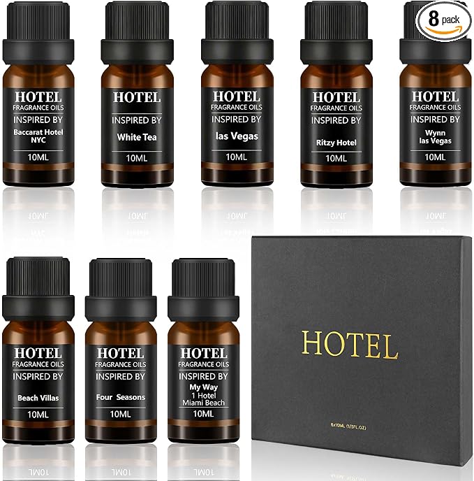 Hotel Collection Diffuser Essential Oil Gift Set,Hotel Scents for Home,Stress Relief Air Freshening,My Way,The Beach Villas and Other Luxury Hotel Scents Waterless Essential Oil Diffuser