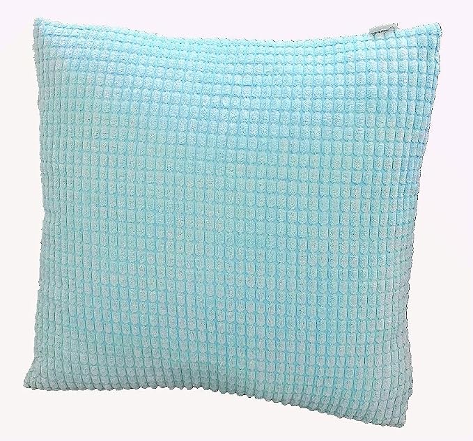 Pack of 2 Size bundel Polyester Blend Soft Hand Feeling Throw Pillows (with Insert) Size 18"x18" and 12"x20" one of Each (Sky Blue)