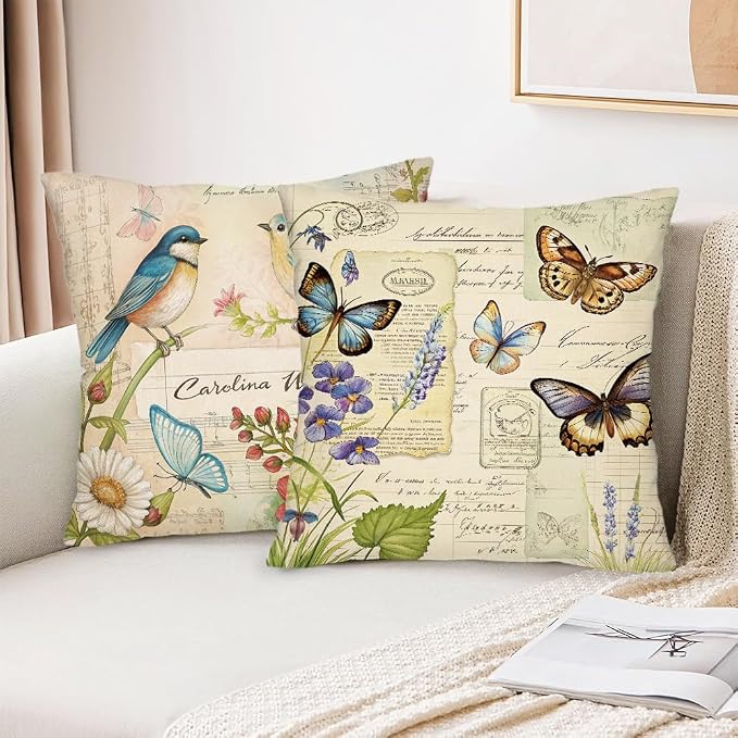wyooxoo Spring Pillow Covers 16x16 Set of 4 Farmhouse Pillow Covers Outdoor Decorative Throw Cushion Case for Sofa Couch Living Room