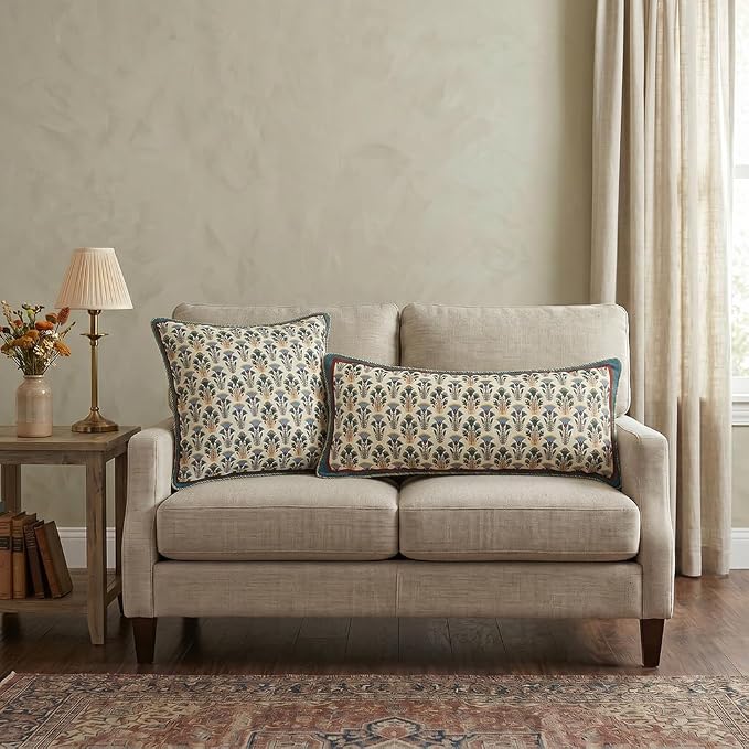patdrea French Vintage Linen Throw Pillow Cover,12"x28",Set of 2-Wensel D | RusticDecorative Pillow Case,Farmhouse Floral Pattern,Cushion Coverfor Couch Living Room Bedroom Sofa