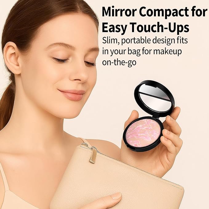 Baked Luminous Pressed Powder–Glow-Infused Foundation,Highlighter & Setting Powder in One–Color-Correcting,Oil-Control,Long-Lasting Coverage for All Skin Tones 01